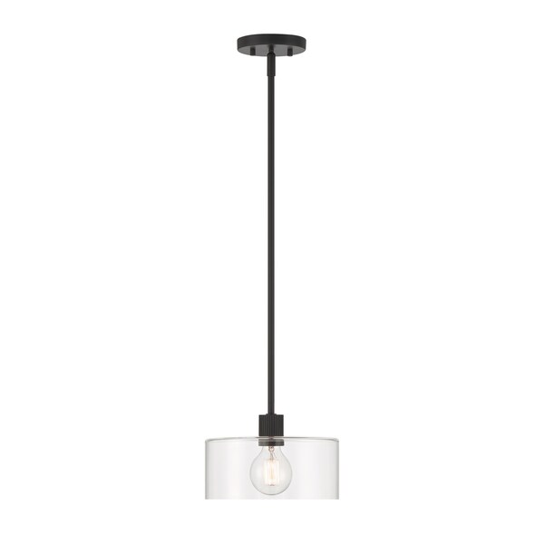 Designers Fountain Vibrato 60 Watt 1 Light Matte Black Pendant with Clear Glass Shade D285M-9P-MB - main
